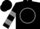 Teal, black 'k' in grey circle, black and grey bars on sleeves, black cap
