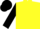 Yellow, royal blue 'tk' on black framed emblem, yellow 'tk stables' on black sleeves, yellow 'tk stables' on black cap