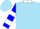 Sky blue, white collar, ' blue sky'  on back, white hoops on slvs