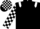 Black, white epaulets, white and black check sleeves and cap
