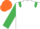 White, emerald green epaulets and sleeves, orange cap