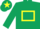 Dark green, yellow hollow box and star on cap