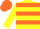 Yellow, orange hoops, yellow sleeves, orange cap