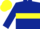 Dark blue, yellow hoop, yellow cap
