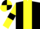 Black, yellow stripe, yellow sleeves, black armlets, quartered cap
