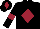 Black, maroon diamond, armlets and diamond on cap