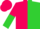 Hot pink and chartreuse halves, hot pink and chartreuse halved sleeves, hot pink cap