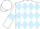 White and light blue diamonds, white sleeves, light blue armlets, white cap