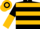 Black and gold hoops, black and gold halved sleeves, hooped cap