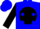 Blue, blue ' wwf' on black ball, blue dots on black sleeves, blue cap