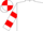 White, red spot, hooped sleeves, quartered cap