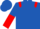 Royal blue, red epaulets, halved sleeves
