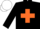 BLACK, ORANGE cross belts, WHITE cap