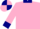 Pink, Navy Blue collar and cuffs, quartered cap