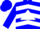 Blue, blue and white 'vh' on white triangle, white chevrons on blue sleeves