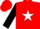 Red, black 's' on white star, red chevrons and white star on black sleeves