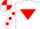 White, Red inverted triangle, White sleeves, Red spots, quartered cap