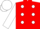 Red body, white spots, white arms, white cap