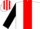 White, red stripe, black sleeves, red and white striped cap