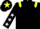Black, yellow epaulettes, black sleeves, white stars, black cap, yellow star