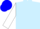 Light blue, light blue band on white sleeves, blue cap