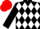 Black, white diamonds, red cap