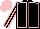 Black, pink seams, striped sleeves, pink cap