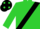 Lime green, black sash, lime green sleeves, black cap, lime green spots