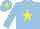 Light blue, yellow star and star on cap