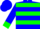 Blue, green hoops, green cuffs