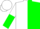 White and green halves, red dragon
