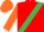 Red, emerald green sash, orange sleeves and cap