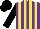 PURPLE and YELLOW stripes, BLACK sleeves and cap
