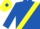 Royal blue, yellow sash, yellow cap, royal blue diamond