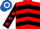 Red & black chevrons, black sleeves, red spots, royal blue & white hooped cap