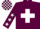 Maroon, white cross belts, maroon sleeves, white stars, check cap