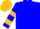 Blue, gold rings and emblem, gold bars on sleeves, gold cap