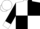 White and black quartered, black sleeves, white collar and cuffs, checked cap