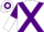 White, purple cross belts, purple and white halved sleeves, white and purple hooped cap