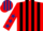 RED & BLACK STRIPES, red sleeves, dark blue stars, striped cap