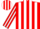 Red, white 'v', white stripes
