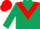 Dark Green, red chevron, dark green sleeves, red cap