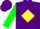 Purple, green 's' on yellow diamond, green sleeves
