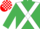 Emerald green, white cross sashes, red and white check cap