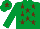 Emerald green, brown stars, emerald green cap, brown star