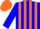 Blue, fluorescent orange stripes, matching cap