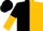 Black and gold halves, black and gold halved sleeves, black cap