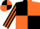 Black and orange (quartered), striped sleeves