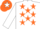 White, orange stars, orange cap, white star