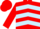 Red, light blue chevrons, red sleeves and cap
